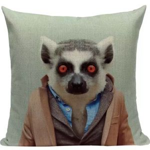 ⬇️ NEW Pillow Cover Lemur Wearing Jacket